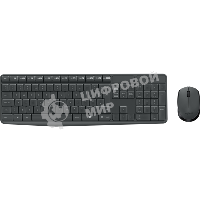Комплект клавиатура + мышь Logitech MK235 клав:черный мышь:черный USB беспроводная