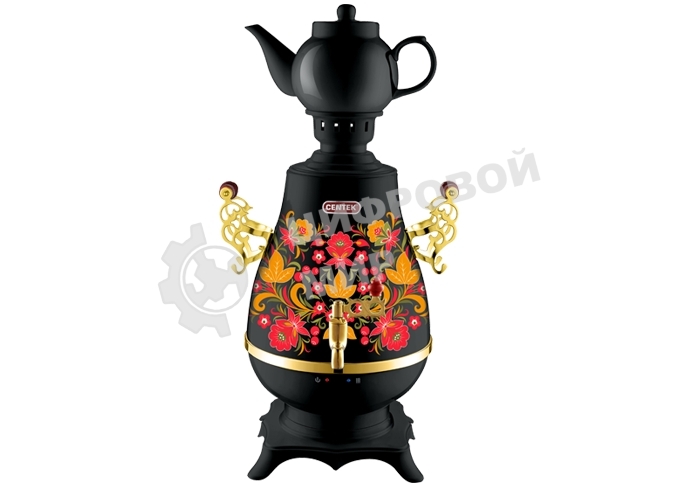 Самовар Centek CT-0092 B (черн+рисунок+золото), 4.0л, 2300 Вт, поддерж.t + LED индикатор