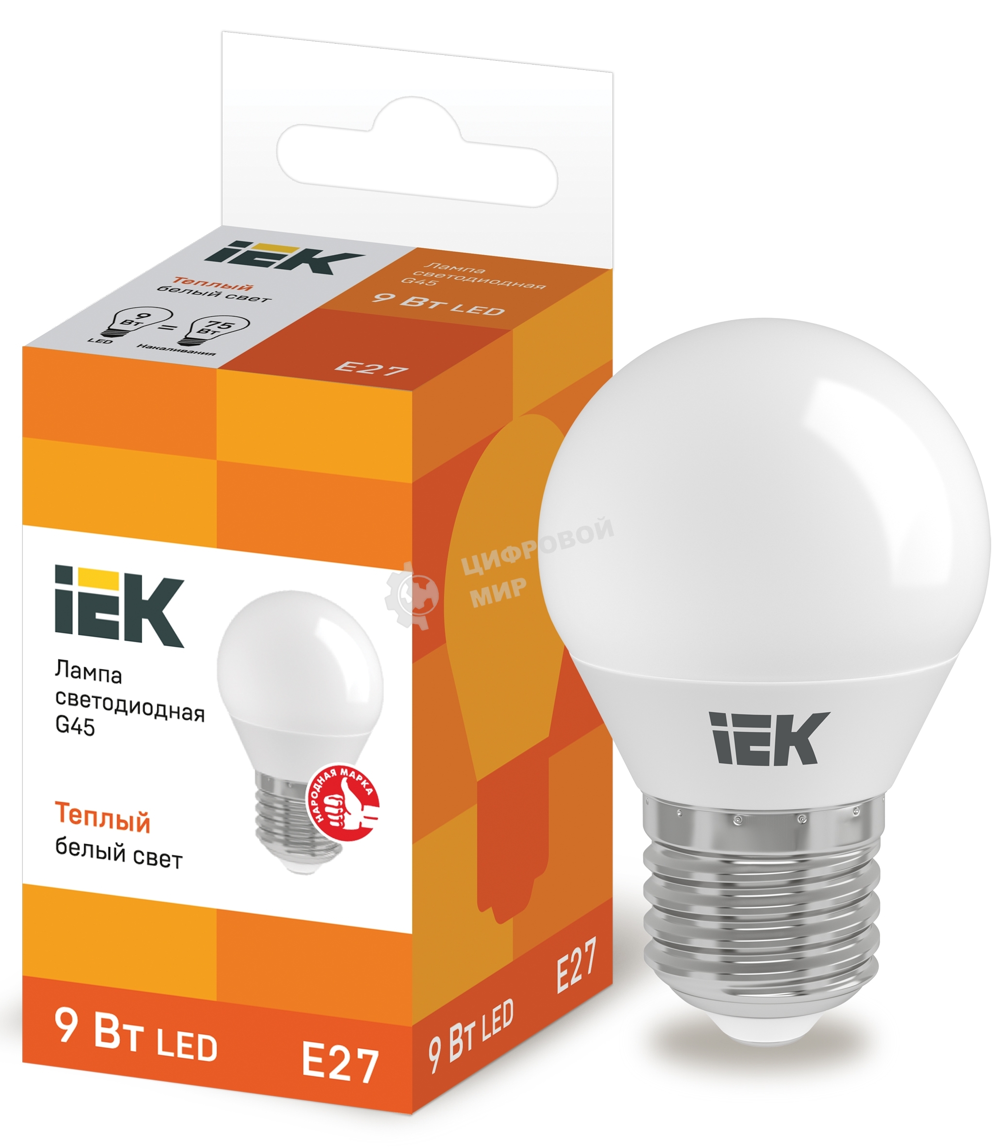 Лампа cветодиодная IEK LLE-G45-9-230-30-E27 ECO G45 шар 9Вт 230В 3000К E27