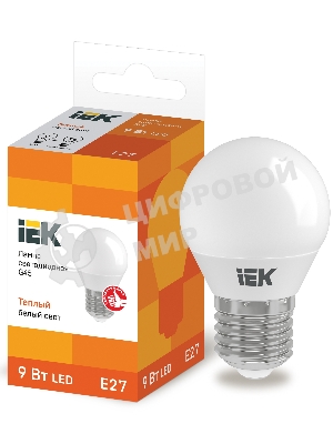 Лампа cветодиодная IEK LLE-G45-9-230-30-E27 ECO G45 шар 9Вт 230В 3000К E27