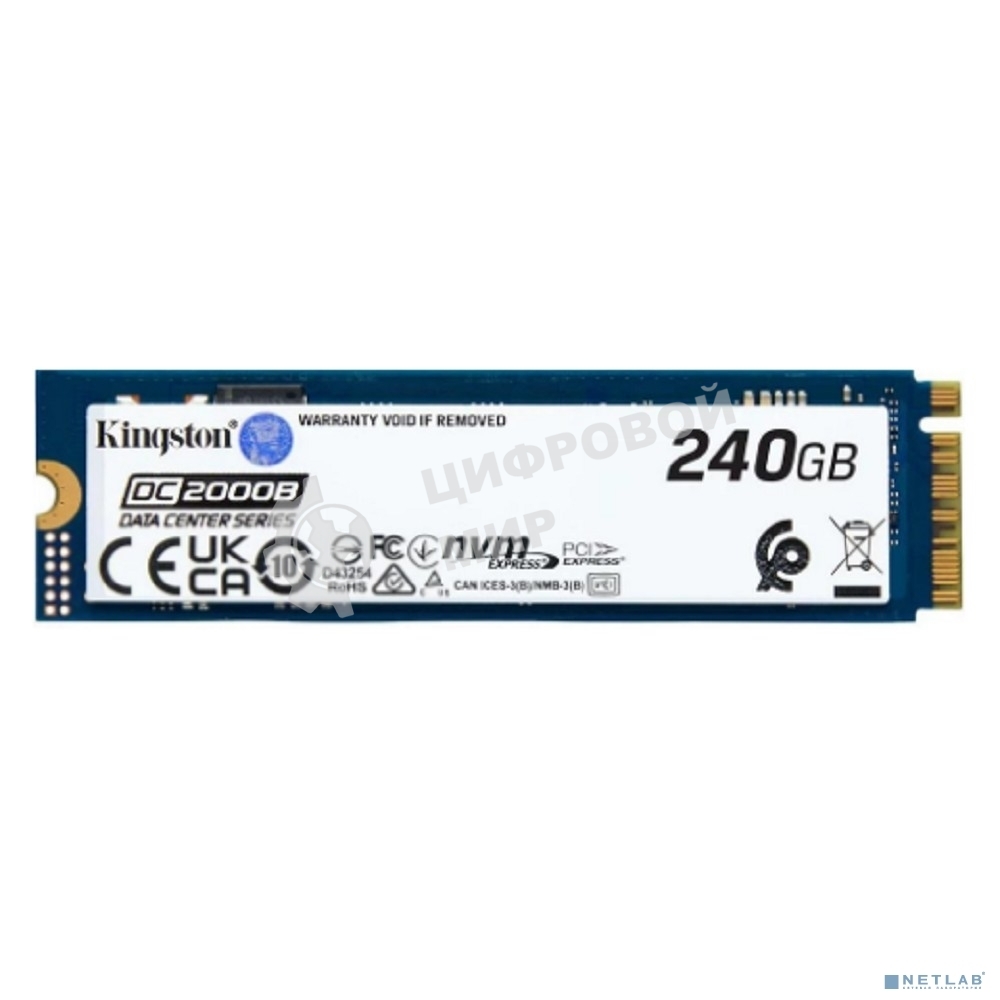 Накопитель SSD Kingston DC2000B, 240Gb, PCIe 4.0 x4, M.2 2280, R/W 4500/400