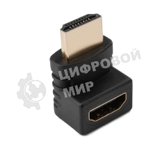 Переходник GoPower HDMI (m)-HDMI (f) угловой 4K 60Hz черный в пакете (1/500)