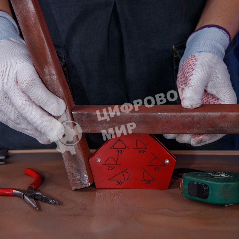 Магнитный угольник-держатель для сварки Rexant на 6 углов усилие 11,3 кг