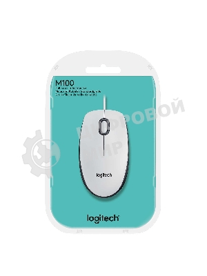 Мышь проводная Logitech M100 белый, 1000 dpi, USB, кнопки - 3