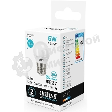 Лампа светодиодная Gauss Elementary 6Вт цок.: E27 шар 220B 4100K св. свеч. белый. ней. (упак.: 10 шт)