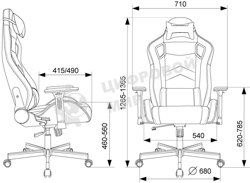 Кресло игровое Knight Gladiator черный, эко.кожа, крестов. металл