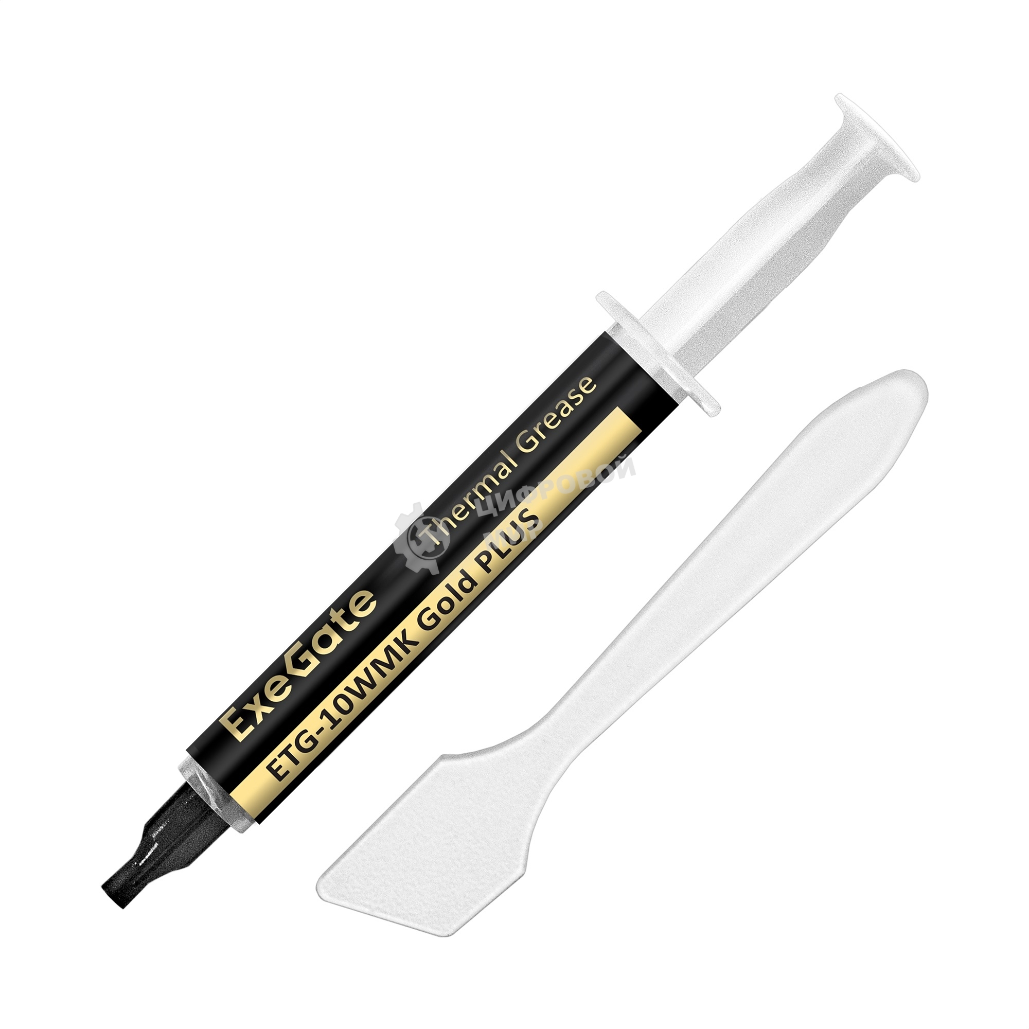 Термопаста ExeGate EX296086RUS ETG-10WMK Gold PLUS (10,4 Вт/(м•К), 4г, шприц с лопаткой)