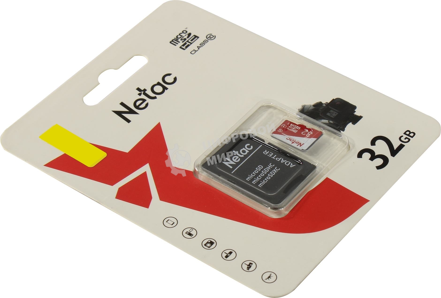 Флеш карта Netac P500 ECO 32Gb MicroSDHC C10 up to 80Mb/s, retail pack with SD Adapter