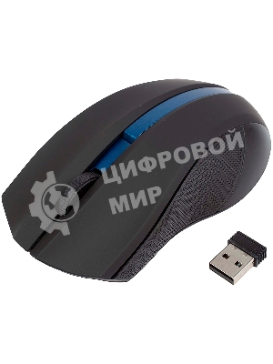 Мышь беспроводная HIPER HOMW-074 черный/синий, 1000 dpi, радиоканал, USB, кнопки - 3