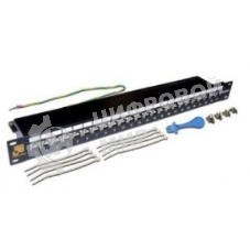 Патч-панель LANMASTER 24 порта, STP, кат.6A, 1U