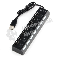 Концентратор USB 2.0 Gembird UHB-U2P7-02, 7 портов, питание, блистер