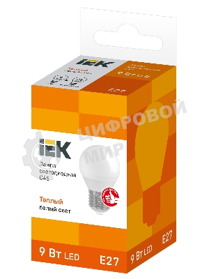 Лампа cветодиодная IEK LLE-G45-9-230-30-E27 ECO G45 шар 9Вт 230В 3000К E27