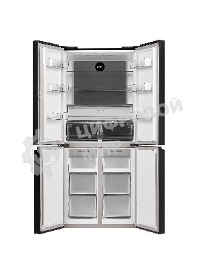 Холодильник Maunfeld MFF183NFBE черный трехкамерный 270/135л морозилка снизу, NoFrost, Side by Side