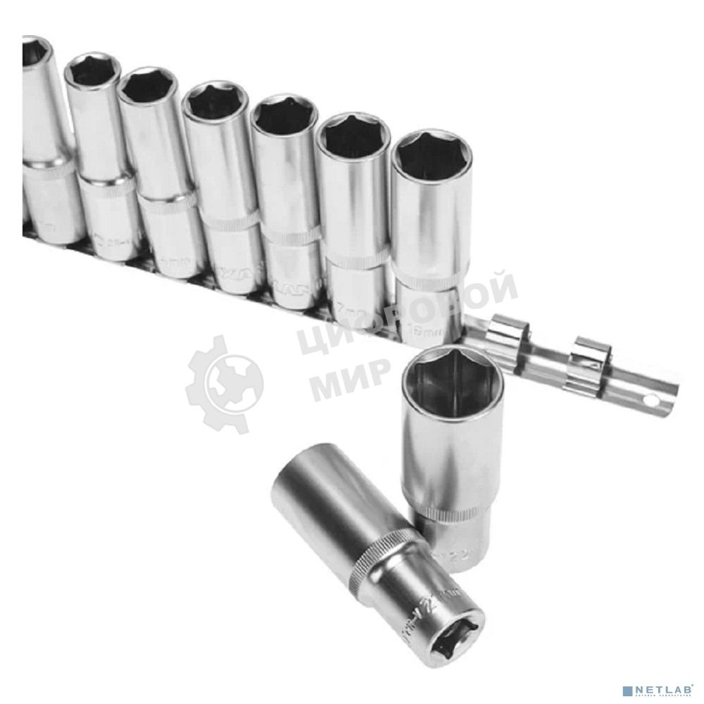 Набор удлиненных торцевых головок Rexant 1/2, шестигранные, CrV, 10 шт., 10-22 мм