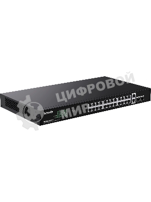 Коммутатор неуправляемый Tenda TEG1128P-24-250W PoE, 26x1 Гбит/с, PoE 24х30 Вт (до 230Вт), SFP 2х1 Гбит/с
