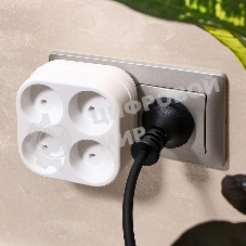 Четверник электрический Rexant 6А без заземления, белый