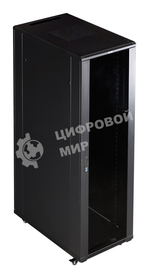 Шкаф коммутационный Lanmaster (TWT-CBB-42U-6X10-G1) напольный 42U 600x1000 мм пер. дв. стекл задн. дв. спл. стал. лист 2-хст. 2 бок. пан. 800 кг черный IP20