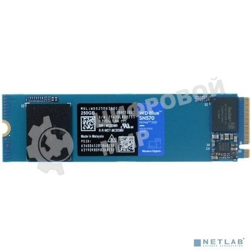 Накопитель SSD WD 250Gb, PCIe 3.0 x4, M.2 2280, Blue SN570 NVMe, R/W 3300/1200