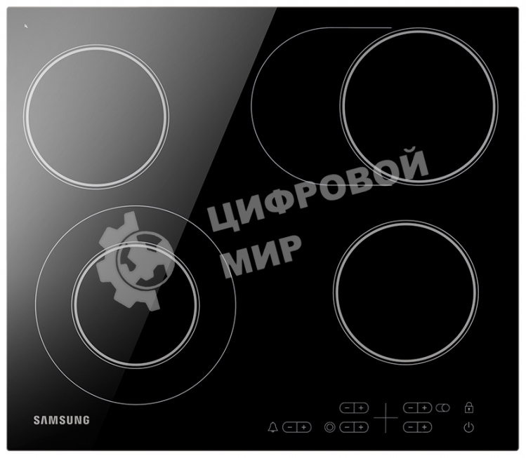 Встраиваемая электрическая варочная панель Samsung NZ64T3516AK/WT, 55 х 575 х 505 мм, стеклокерамика, скошенный край, черный