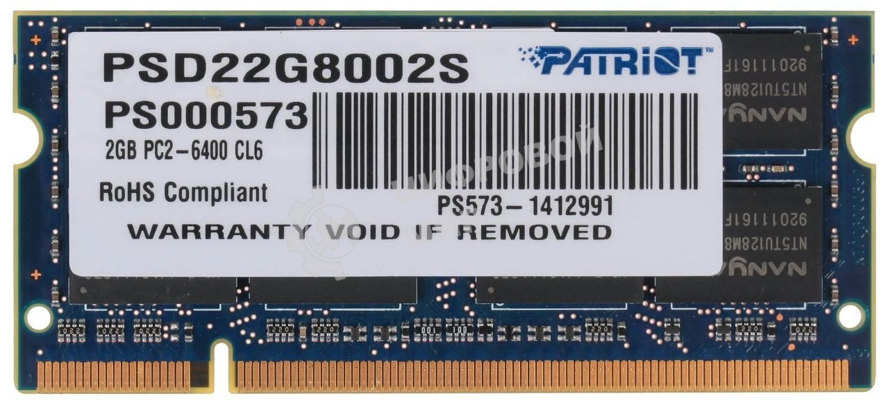 Оперативная память Patriot, DDR2, 2GB (1x2 GB), 800 MHz, CL6, SO-DIMM