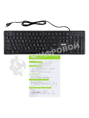 Клавиатура проводная Acer OKW020, USB, черный