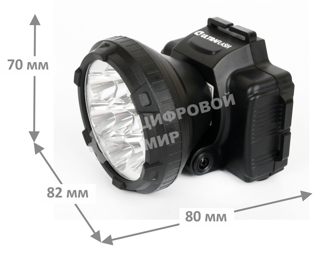 Фонарь ULTRAFLASH LED5362налобн аккум 220в черный 7led 2 реж пласт бокс