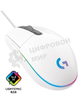 Мышь проводная Logitech G102 LIGHTSYNC белый, 8000 dpi, USB, кнопки - 6