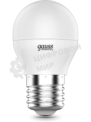 Лампа светодиодная Gauss Elementary 8Вт цок.: E27 шар 220B 3000K св. свеч. бел. теп. (упак.: 10 шт) (53218)