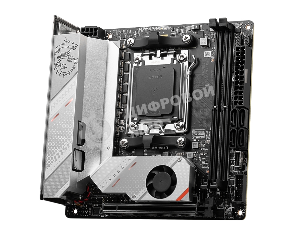 Материнская плата MSI MPG B650I EDGE WIFI, AM5, AMD B650, 2xDDR5, 4xSATA, 2xM.2, 1xPCI-E 4.0 x16, 1xHDMI, 1x 2.5Gb LAN, 3xUSB-A 3.2 Gen 2, 2xUSB-A 3.2 Gen 1, 1xUSB-C 3.2 Gen 2x2, 3x3.5 мм, 7.1, Mini-ITX