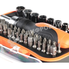 Отвертка-трещотка Patriot SPS-46 с битами и торцевыми головками, CR-V, двухкомпонентная рукоятка, 46 предметов