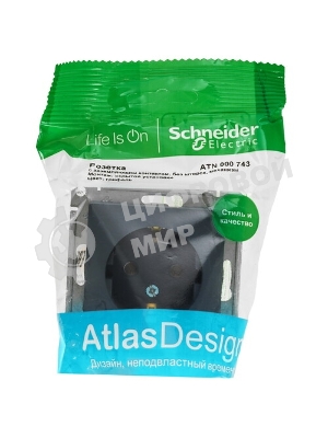 Механизм розетки 1-м СП AtlasDesign 16А IP20 с заземл. грифель