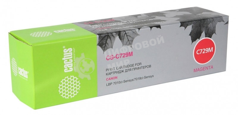 Картридж лазерный Cactus CS-C729M пурпурный (1000 стр.) для принтеров Canon i-SENSYS LBP7010C/LBP7018C