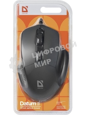 Мышь проводная Defender Datum MB-347 черный, 1600 dpi, USB, кнопки - 4