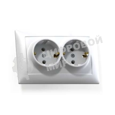 Розетка Кунцево-Электро 2-м СП Селена РС16-372 с заземл. белый