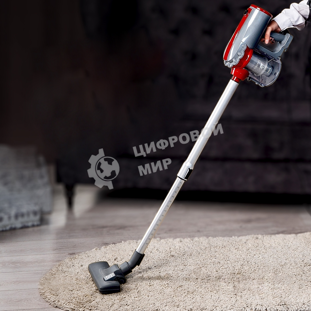 Пылесос вертикальный Galaxy GL 6255 серый/красный, питание от сети, 150 Вт, уборка сухая, пылесборник 0.8 л