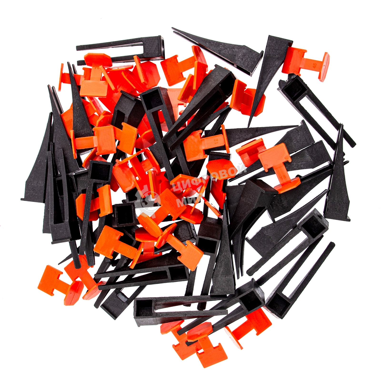 Система выравнивания плитки Сибртех (СВП), комплект: зажимы, клинья (40/40 шт) в пакете