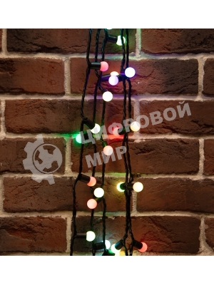 Гирлянда светодиодная Neon-night Шарики 5м, 20 LED, IP20, прозрачный провод, свечение мульти (RG/RB), контроллер 8 режимов, 230В