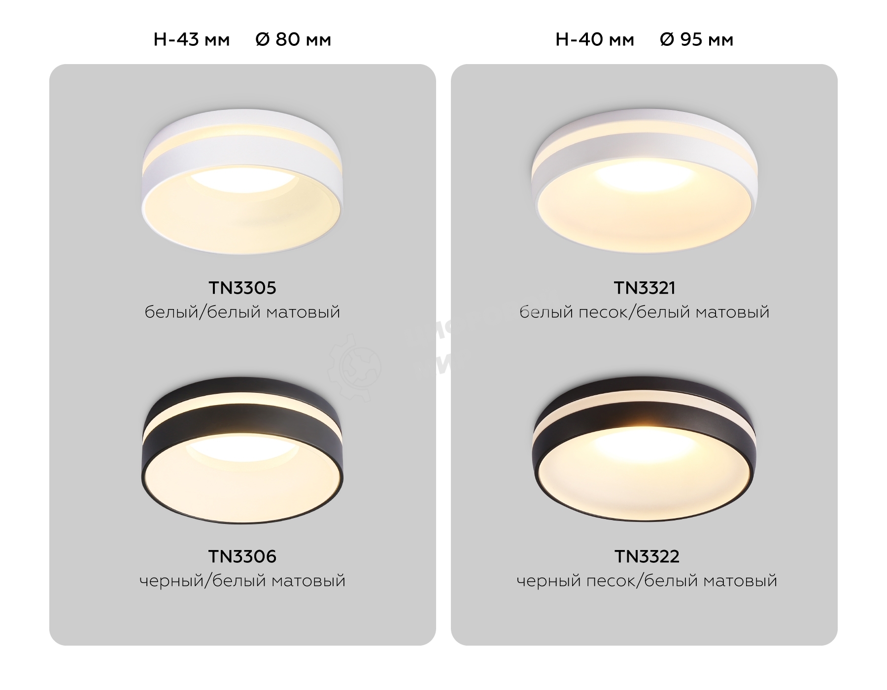Светильник Ambrella light TN3306 BK/FR черный/белый матовый MR16 GU5.3 D80*43