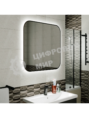 Зеркало Bau Black Rand 70х80, с LED фоновой подсветкой, бесконтактным сенсором, черной окантовкой
