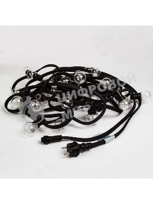 Гирлянда Neon-night LED Galaxy Bulb String 10м, черный каучук, 30 лампx6 LED белый, влагостойкая IP65