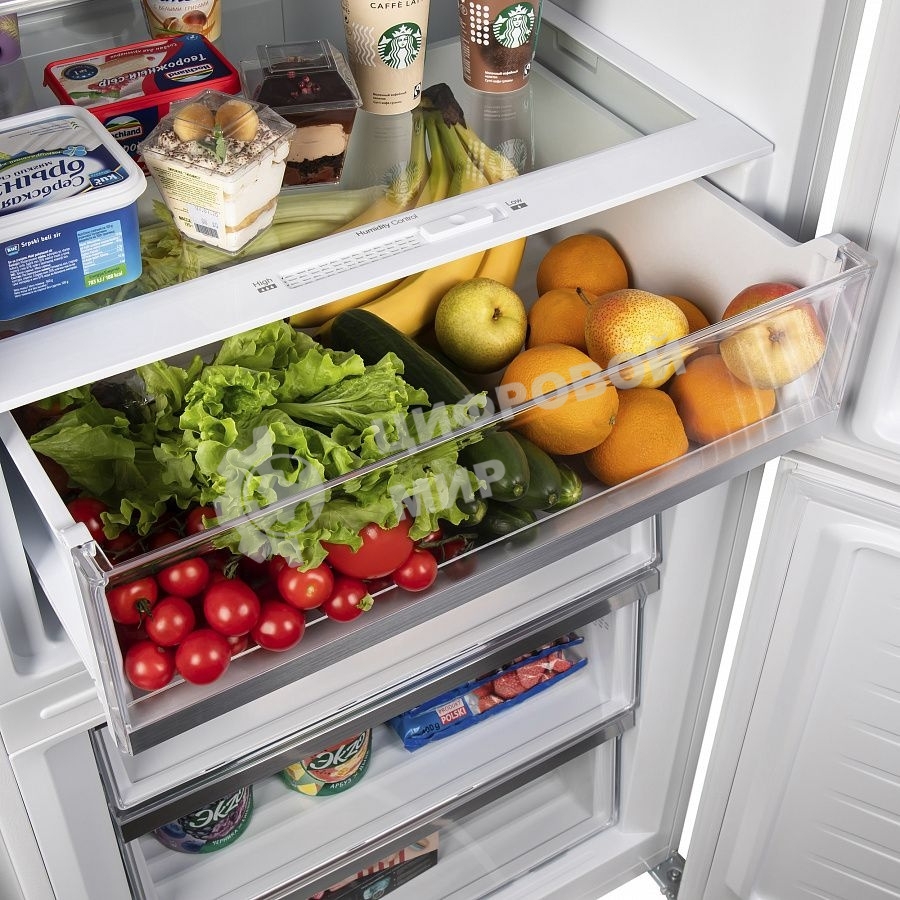 Холодильник Maunfeld MFF1857NFW белый мат. инвертер двухкамерный 336/117л морозилка снизу