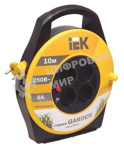 Катушка IEK WKP23-06-04-10 УК10 с т/з 4 места 2Р/10м 2х0,75 мм2 