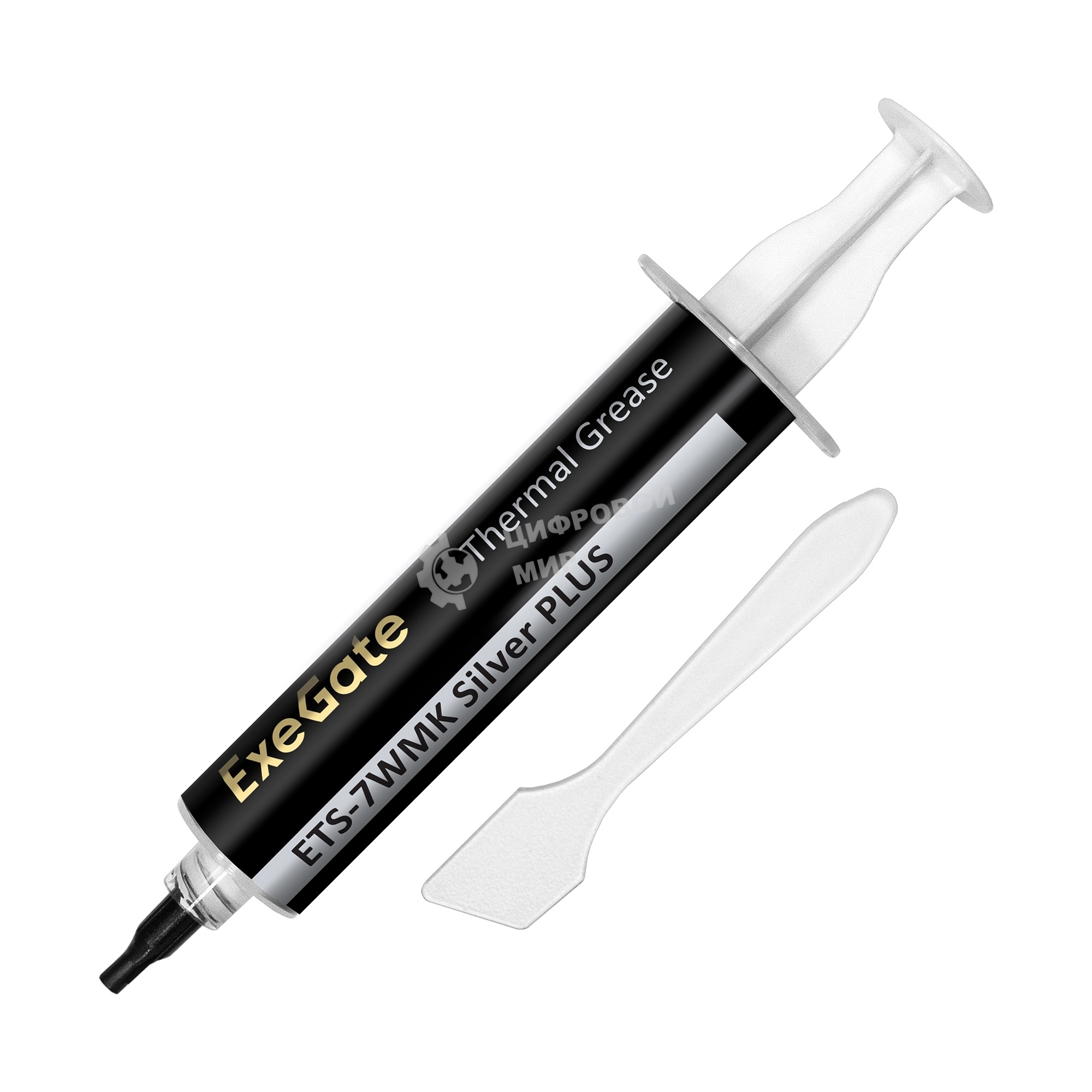 Термопаста ExeGate ETS-7WMK Silver PLUS (7,2 Вт/(м•К), 15г, шприц с лопаткой)