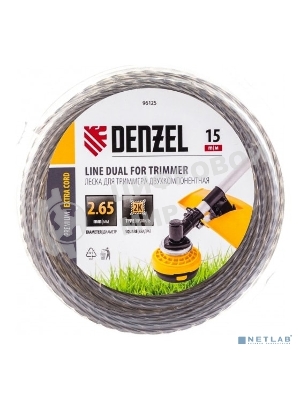 Леска для триммера Denzel двухкомпонентная квадрат 2,65мм 15 м EXTRA CORD