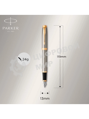 Ручка перьевая Parker IM Core F321 (CW1931649) Brushed Metal GT F сталь нержавеющая, подарочная коробка