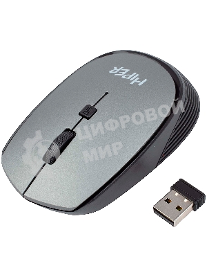 Мышь беспроводная HIPER HOMW-081 серый, 1600 dpi, радиоканал, USB, кнопки - 4