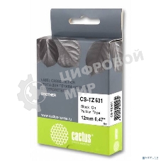 Картридж ленточный Cactus CS-TZ631 черный шрифт, желтый фон (12 мм, 8 м) для Brother 1010/1260VP/1830VP/9700PC