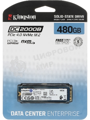 Накопитель SSD Kingston DC2000B, 480Gb, PCIe 4.0 x4, M.2 2280, R/W 7000/800