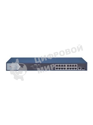 Коммутатор Hikvision DS-3E0518P-E/M, 16×1 Гбит/с PoE + 1×1 Гбит/с RJ45 + 1×1 Гбит/с SFP, неуправляемый