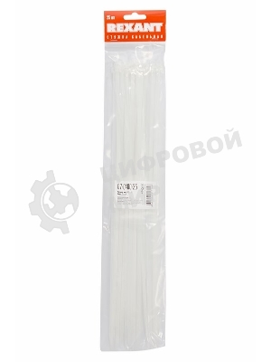 Хомут-стяжкa нeйлонoвая Rexant 400x4,8 мм, белая, упаковка 25 шт.